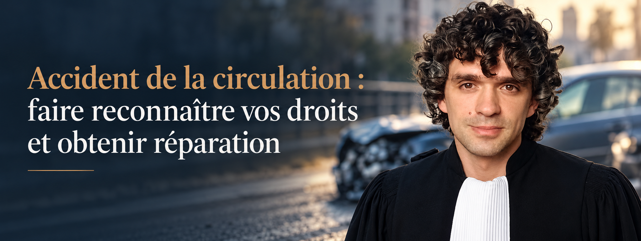 Me Jonathan Pouget, avocat, devant une scène évoquant un accident de la circulation
